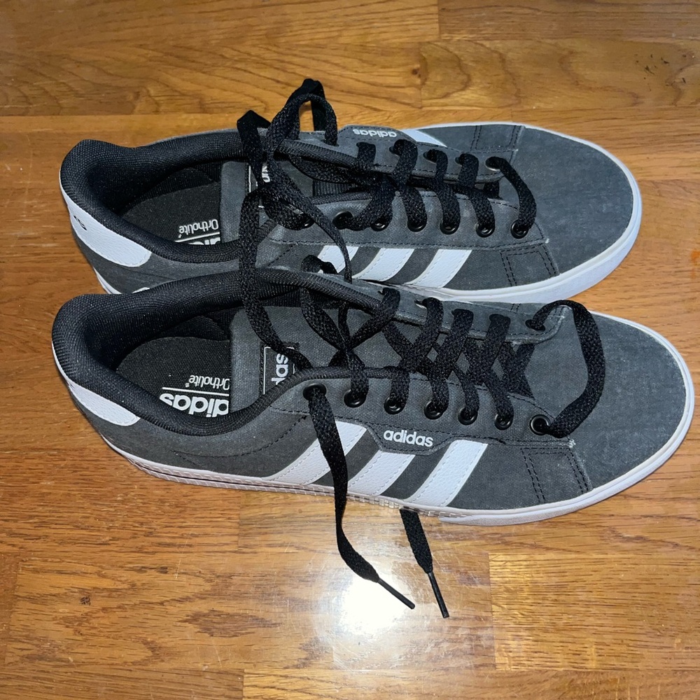 Adidas Gray and White Sneakers with Canvas Upper